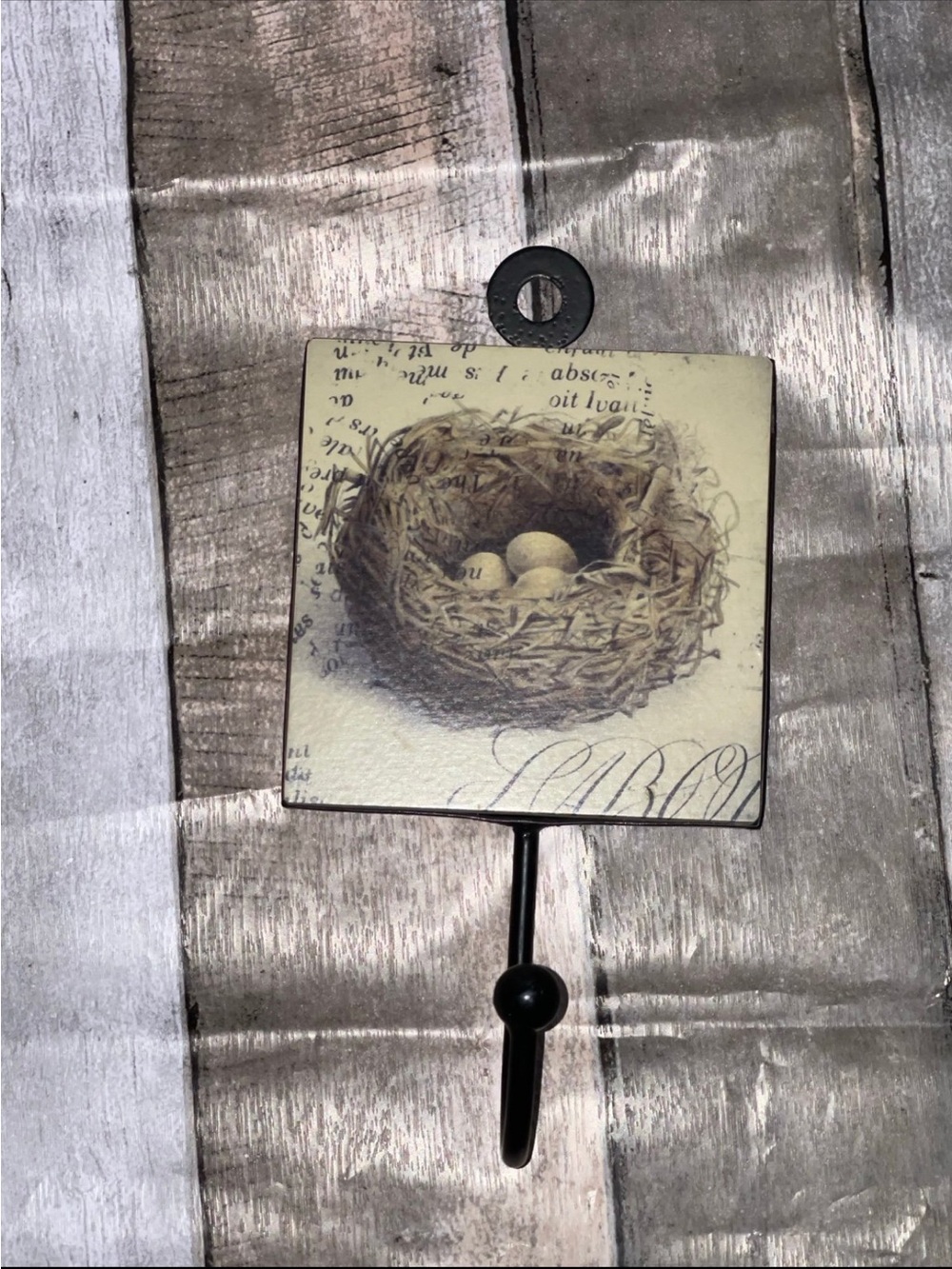 Vintage Plaque Birds Nest & Eggs Decorative Medal Hook Decor Nature